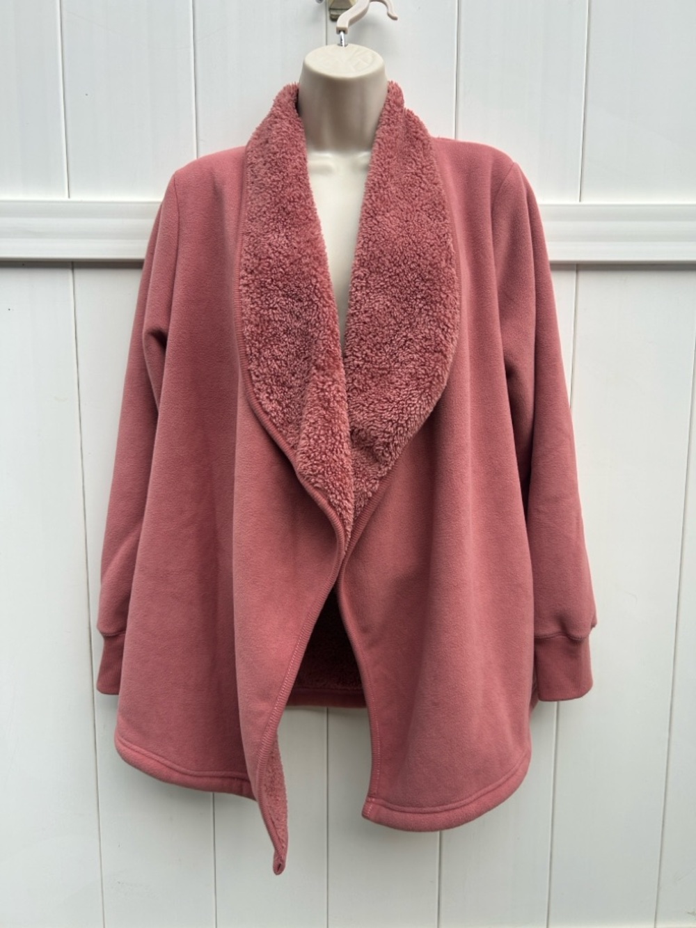 Koolaburra Plush Shawl Collar Teddy Jacket Rose Fleece Sherpa Wrap | Size XS